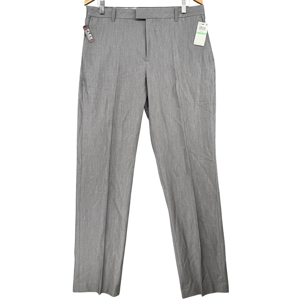 Van Heusen Dress Pants Mens 34x32 Silver Grey Flex Straight Non-Iron NWT